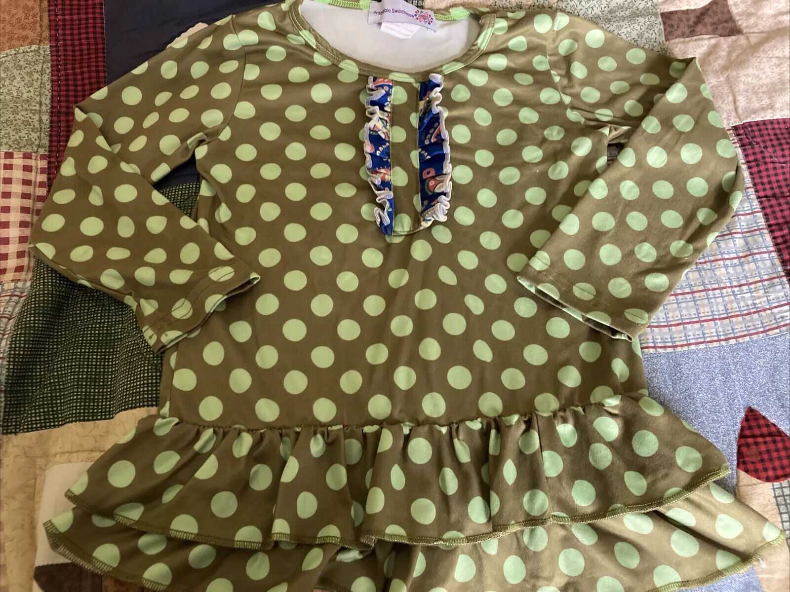 Adorable Sweetness Green Polka Dots Boutique Little Girl Size 4
