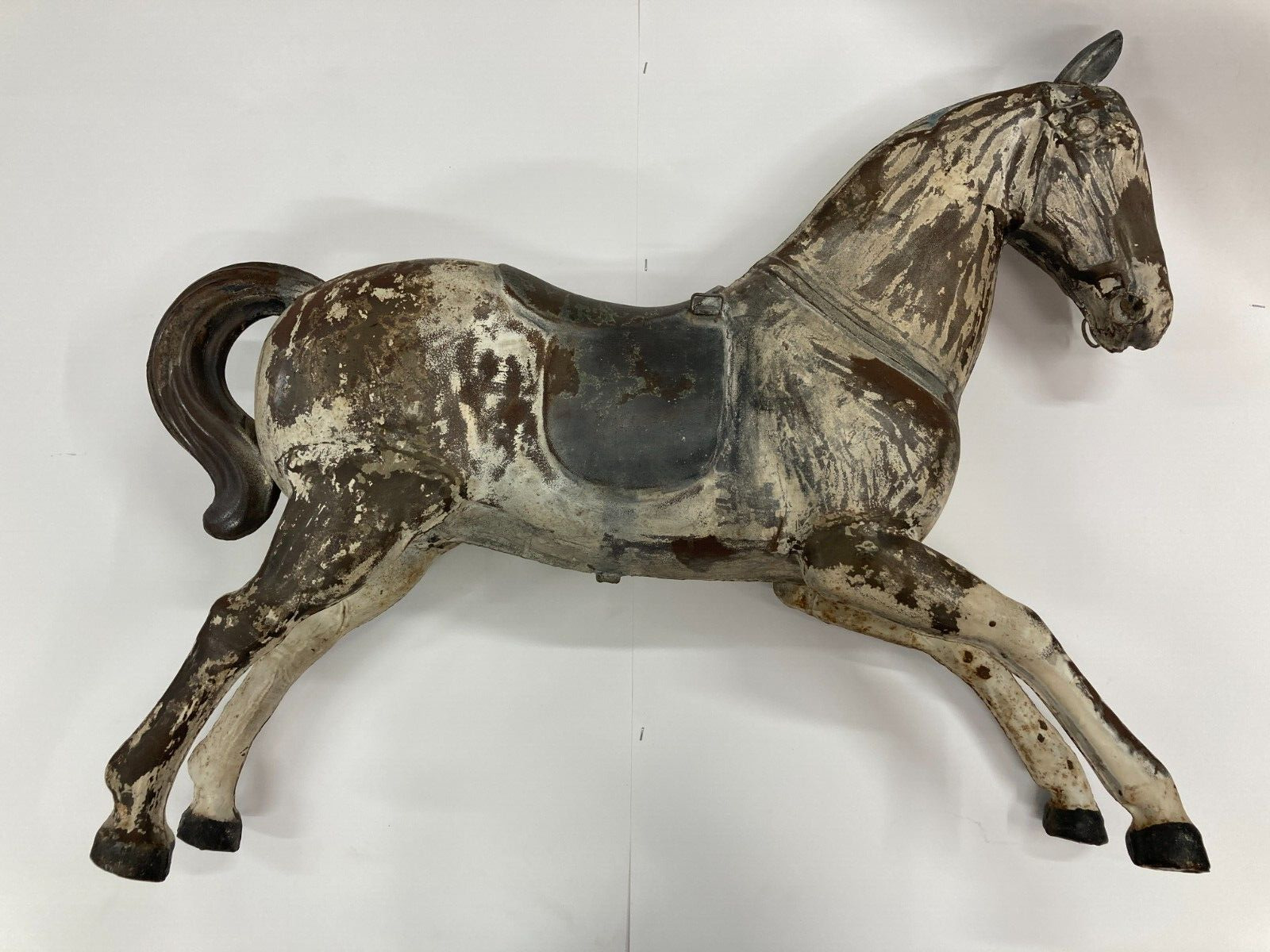 Vintage Hollow Metal Carousel Horse Child Size Patina