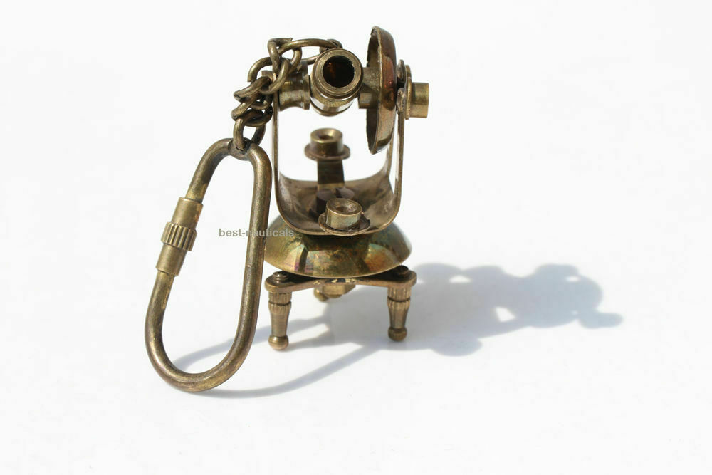Solid Brass Theodolite Key Chain Key Ring Nautical Decor Vintage Nautical Gift