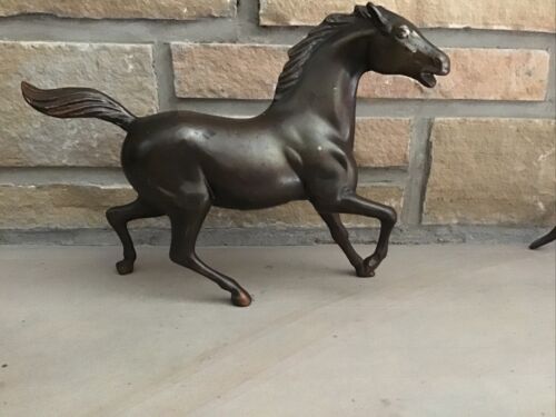 Large Vintage Bronze / Copper Color Metal Horse Figurine 10” X 7 1/2”