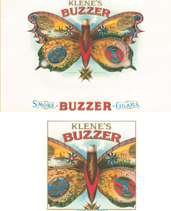 Klene's Buzzer - Cigar Box Label Pair