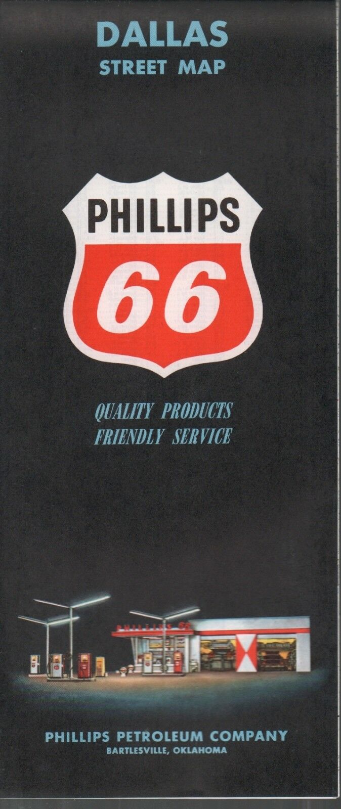 1962 Phillips 66 Road Map: Dallas Street Map Nos