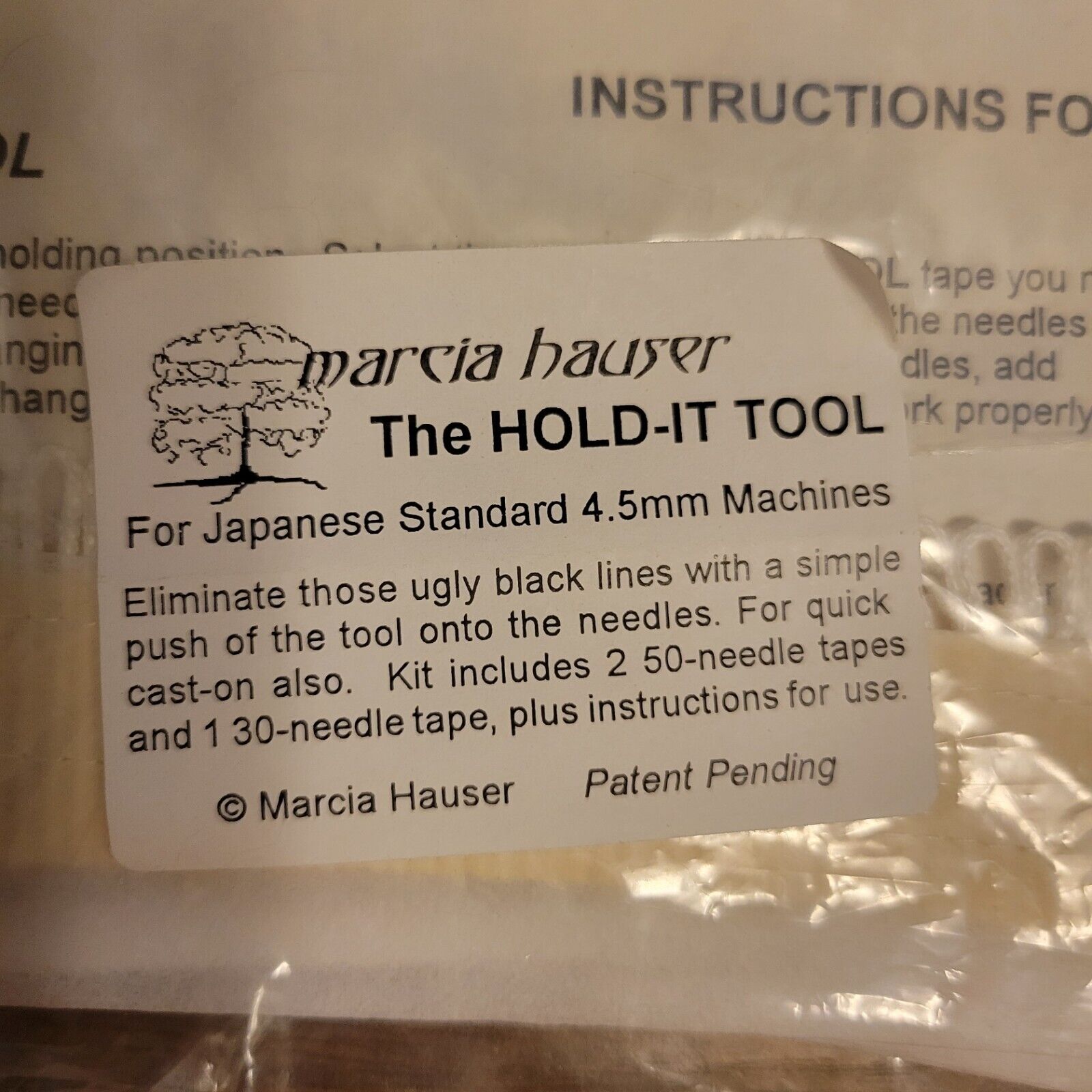 Marcia Hauser "the Hold-it Tool" For Japanese Standard 4.5mm Machines