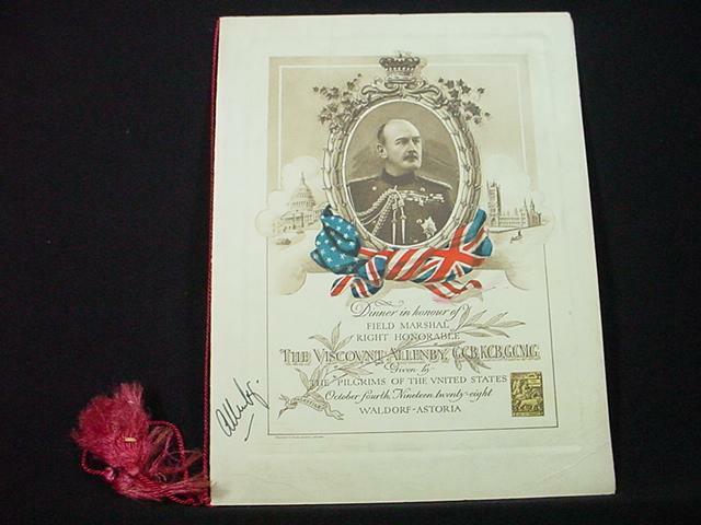 Noblespirit (3970)rare Important 1928 Viscount Allenby Genuine Autograph Program