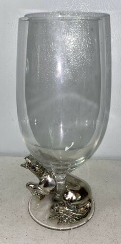 Horse Head Metal Footed Stem Wine Glass Goblet  Horse Figurine