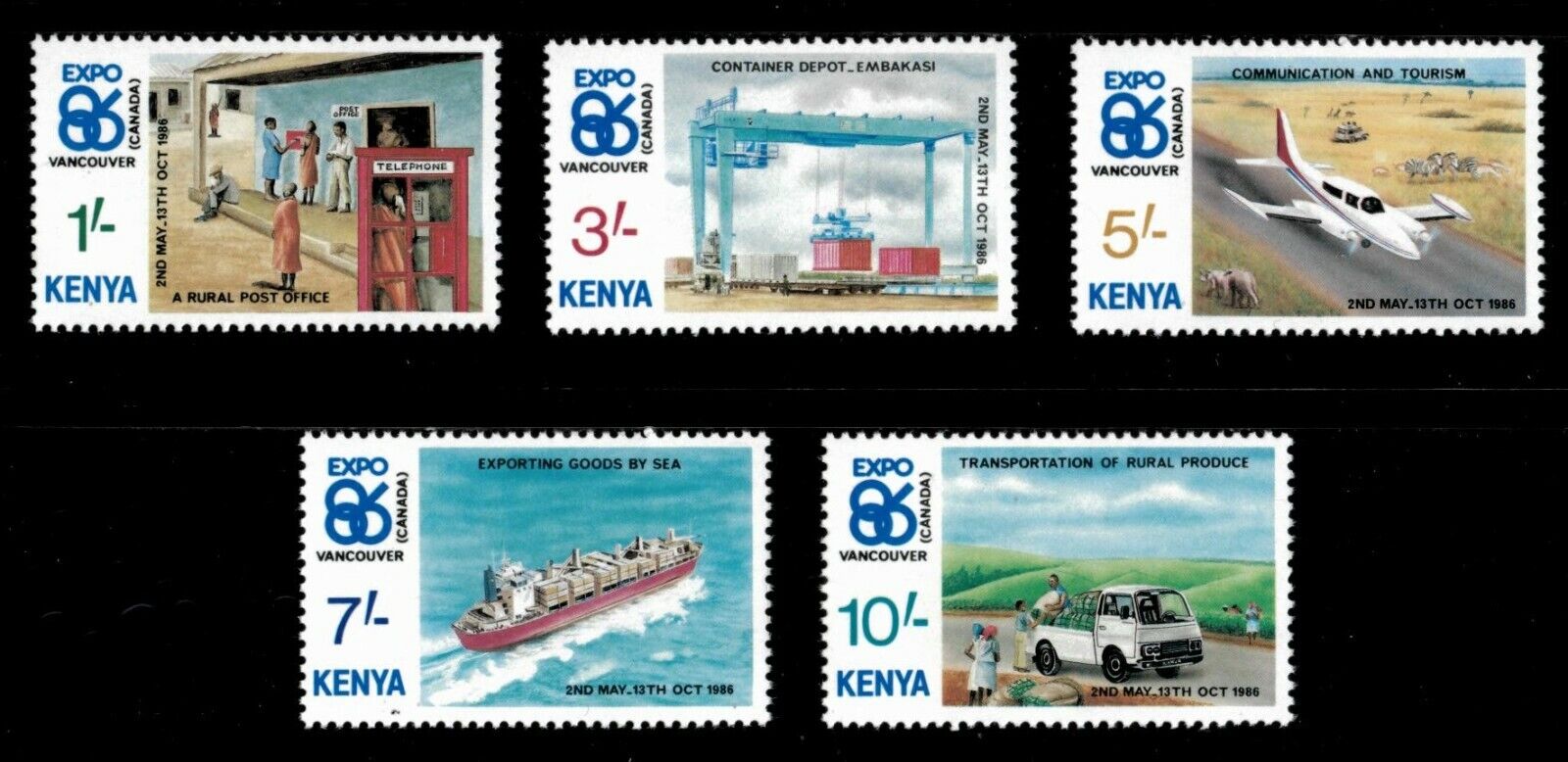 Kenya 1986 - Expo '86, Shipping, Transport, Travel - Set Of 5v - Sc 375-79 - Mnh