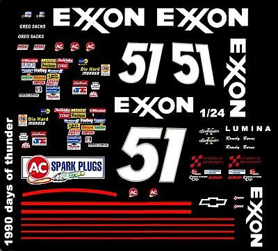 #51 Rowdy Burns Exxon 1990 1/24th Scale  Water-slide Decals