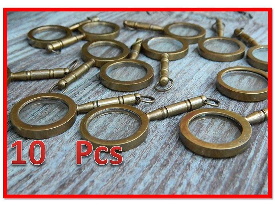 Lot Of 10 Nautical Vintage Magnifier Key Ring Brass Magnifying Glass Key Chain