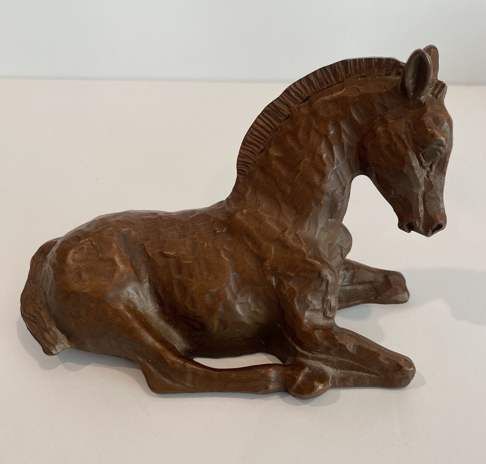 Resin Brown Laying Down Horse Colt Figure~5.5" Long~(red Mill?) Figurine