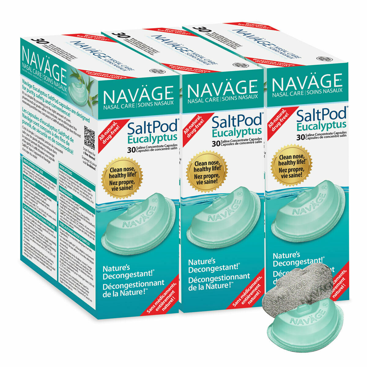 Navage Eucalyptus Saltpod® Three-pack: 3 Eucalyptus Saltpod 30-packs (90 Pods)