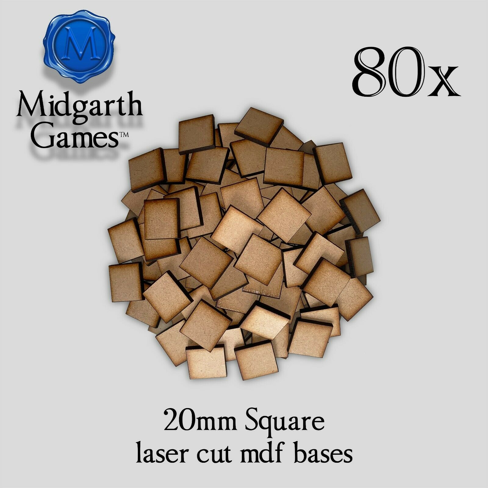 80x Square 20mm Mdf Bases Miniature Warhammer Laser Cut 40k Fast Shipping