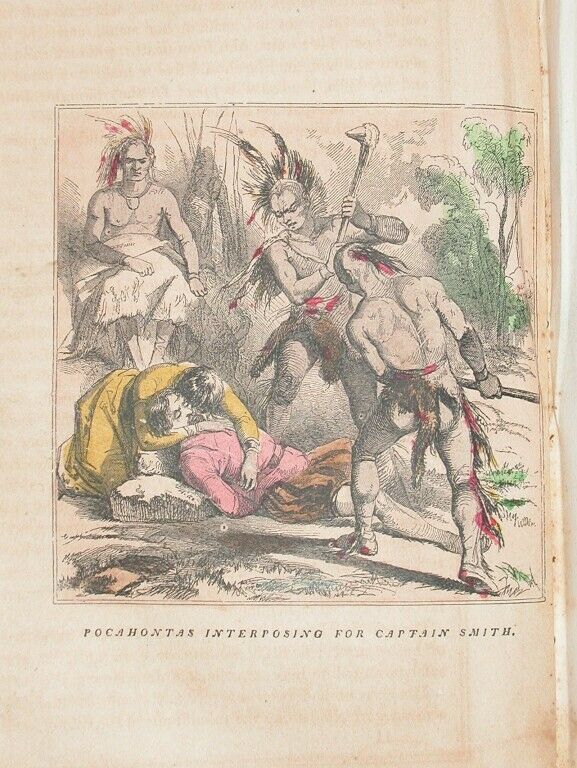 1857 Engraving Virginia History Pocahontas Saves Smith
