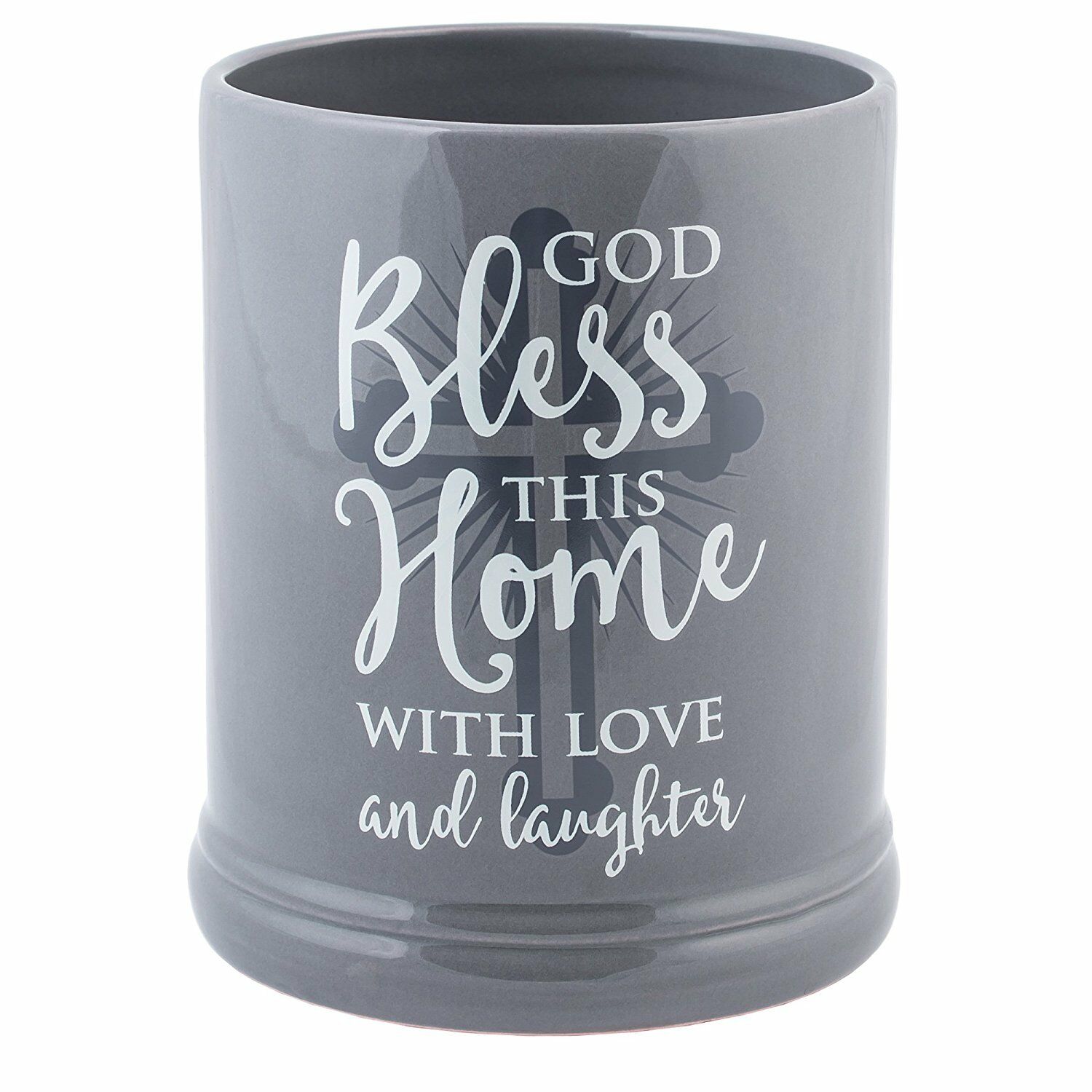 God Bless This Home With Love Grey Ceramic Stone Jar Warmer