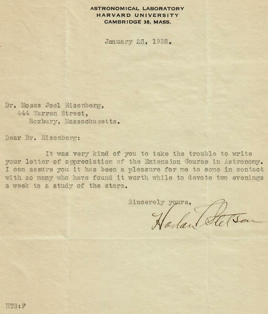 Rare! "physicist" Harlan True Stetson Signed Letter Dated 1926 Todd Mueller Coa