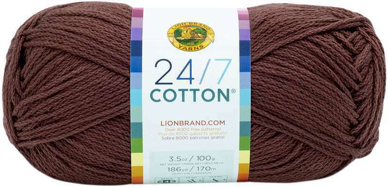 Lion Brand 24/7 Cotton Yarn Coffee Beans 023032079134