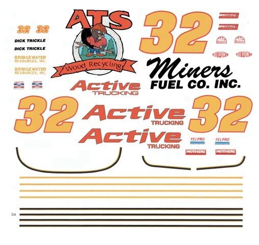 #32 Dick Trickle Active Trucking Lumina 1/25th - 1/24th Scale Waterslide Decals