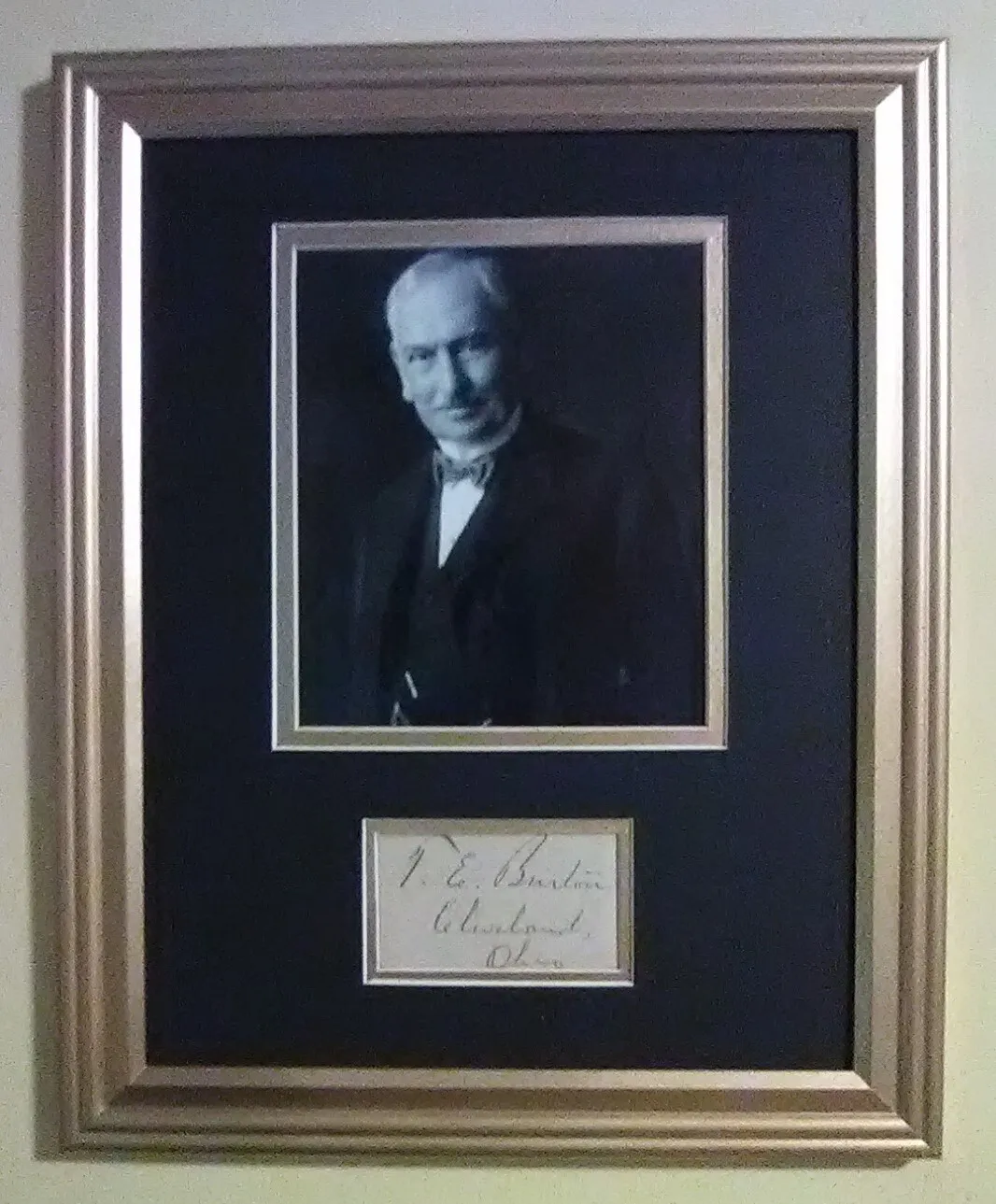 Theodore E Burton(1851-1929) / Autograph / U.s. Senator - Ohio / 10x13" Framed