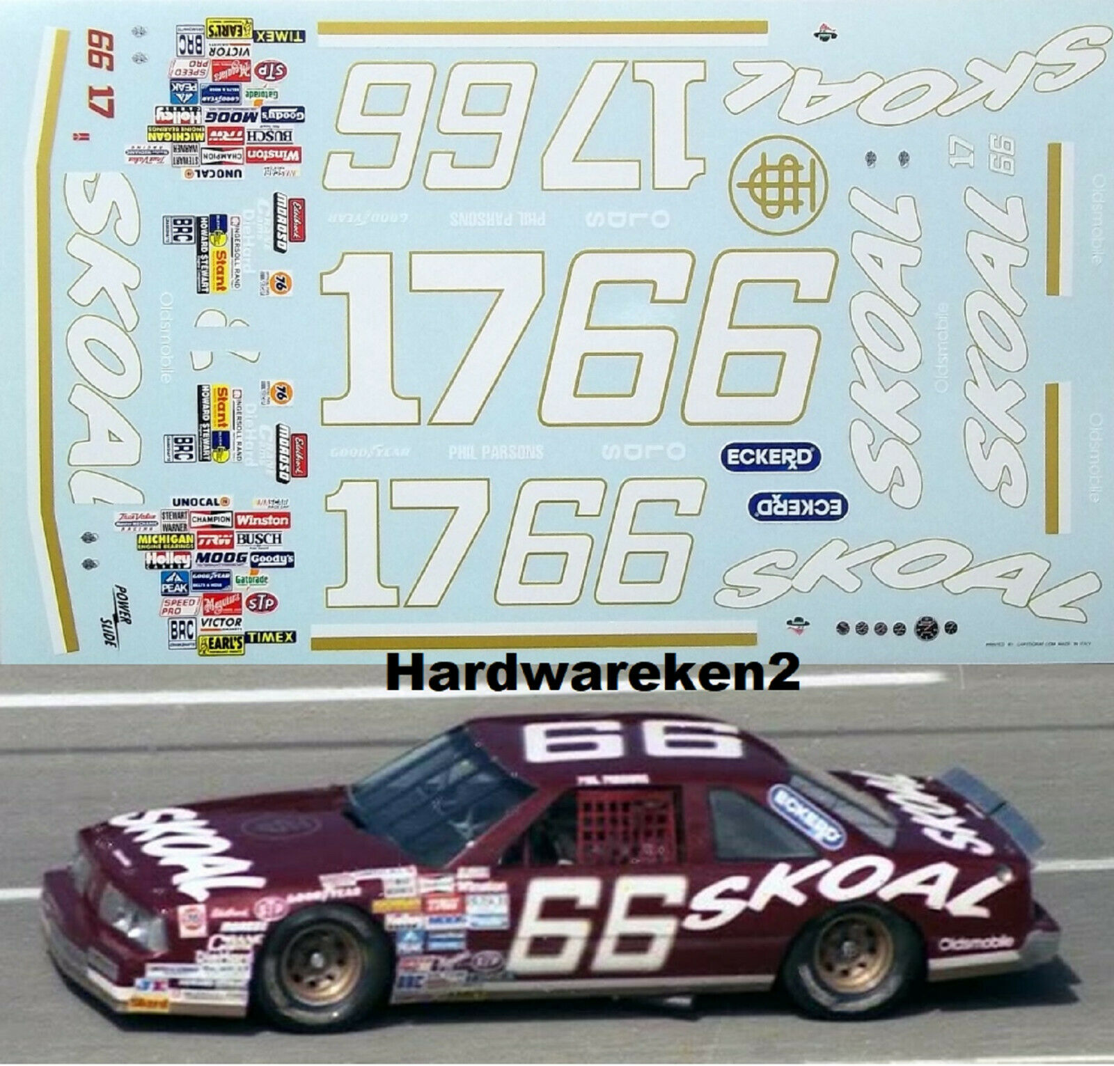 Nascar Decal #66 #17 Skoal 1986 Oldsmobile Phil Parsons- 1/24