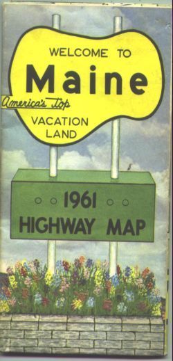 1961 Maine State-issued Vintage Road Map