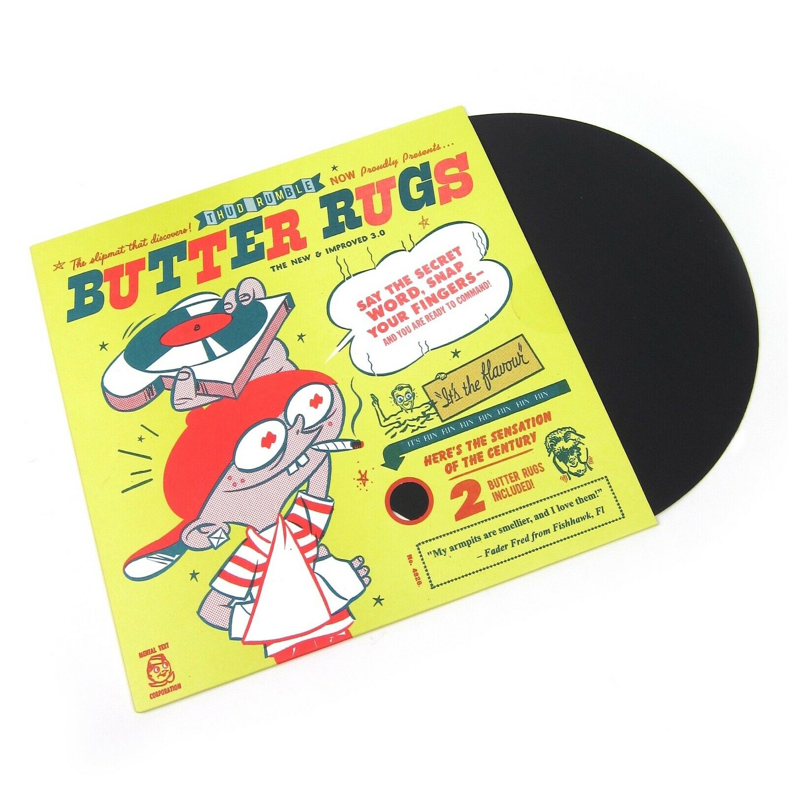 Butter Rugs - Black 12" Slipmats Pair! Thud Rumble 3.0 New!