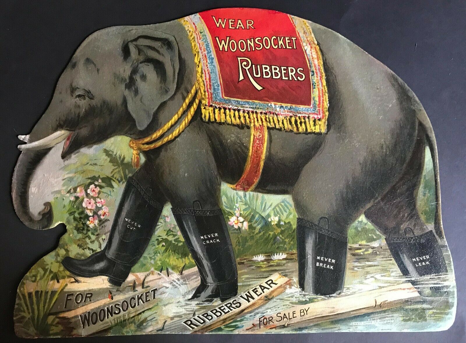 Wear Woonsocket Rubbers - Great! Elephant Wearing Rubber Boots - Die Cut
