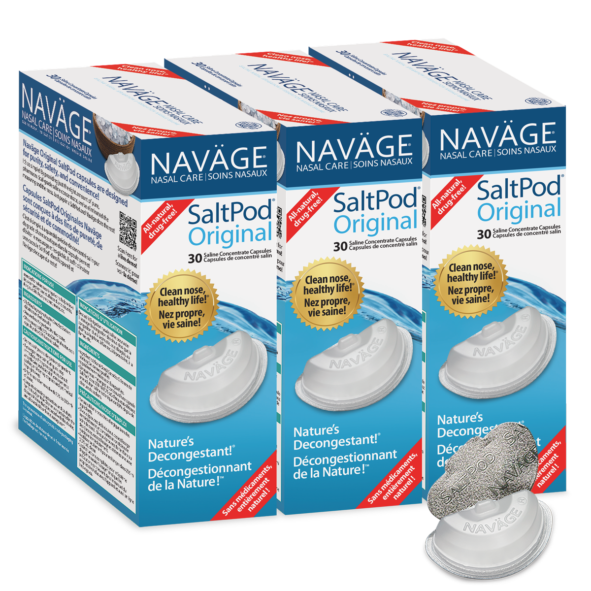 Navage Original Saltpod® Three-pack: 3 Original Saltpod 30-packs (90 Saltpods)