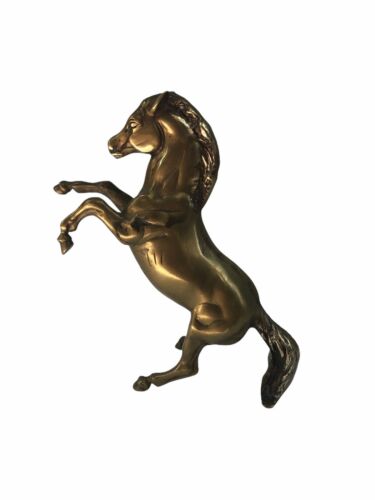 Vintage Enesco Imports Solid Brass Rearing Horse Figurine Statue 8” Tall Decor