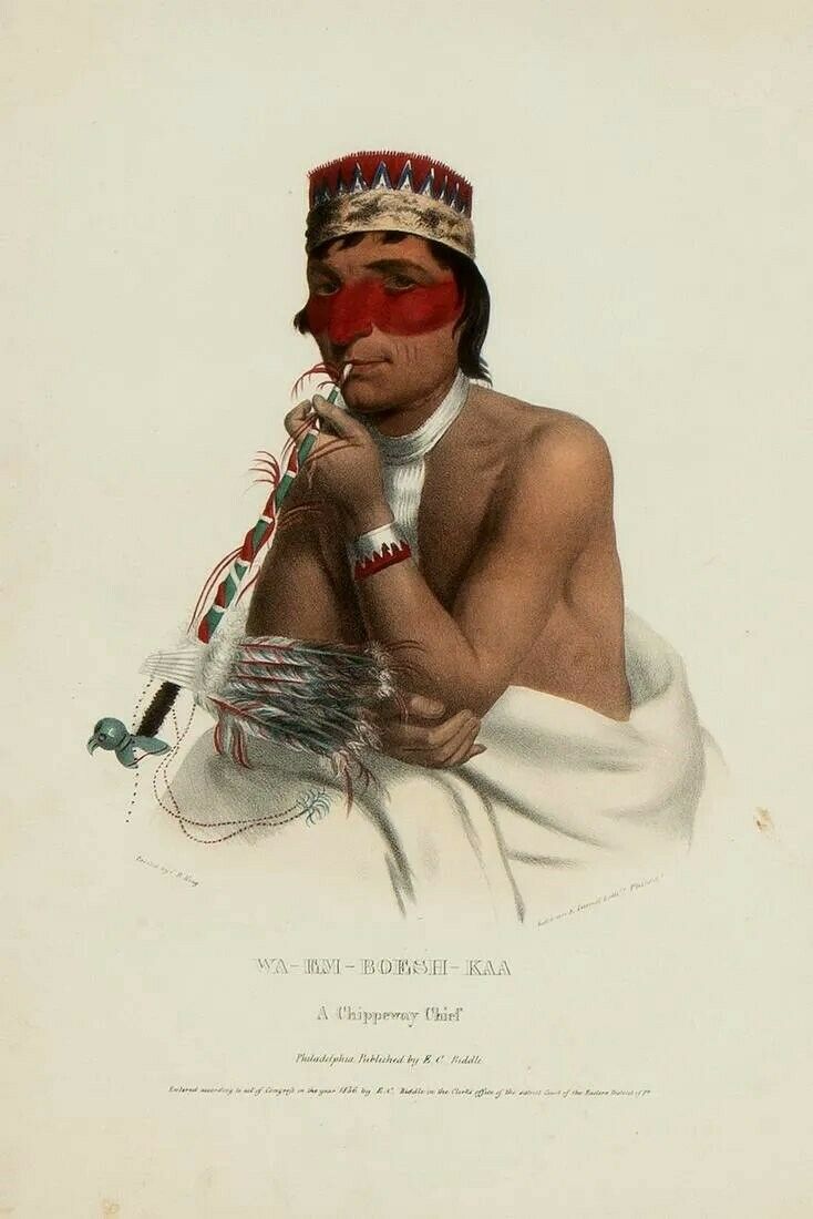 Original 1836 Mckenney & Hall Large Folio Native American Indian Lithograph #2