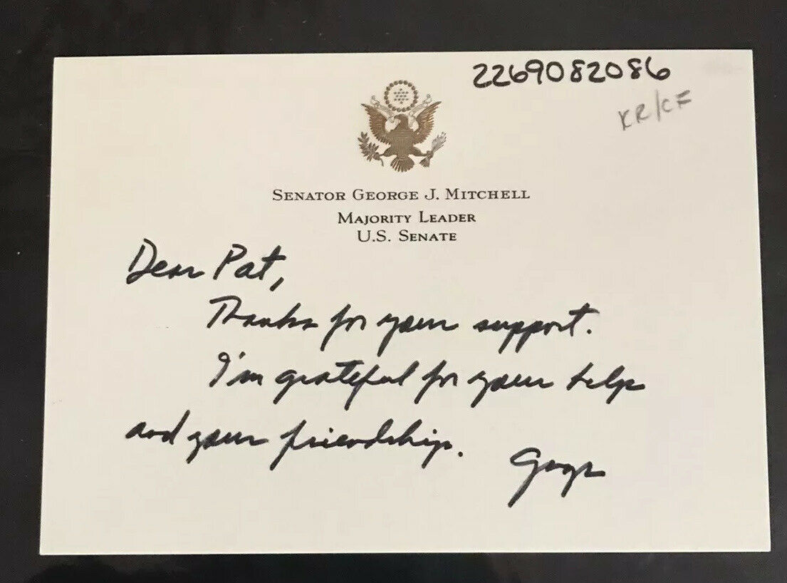 Senator George Mitchell Autograph Note Signed - To Ny Senator Daniel P. Moynihan