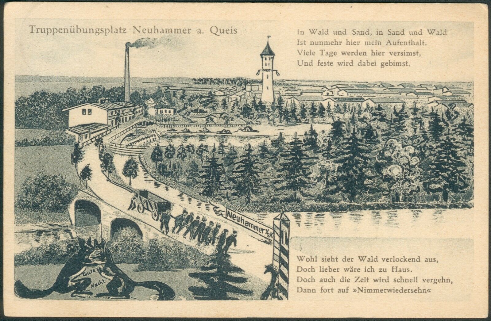 Wwi Old German Orig. Postcard Truppenübungsplatz Neuhammer A. Queis S/w, 1929 Rr