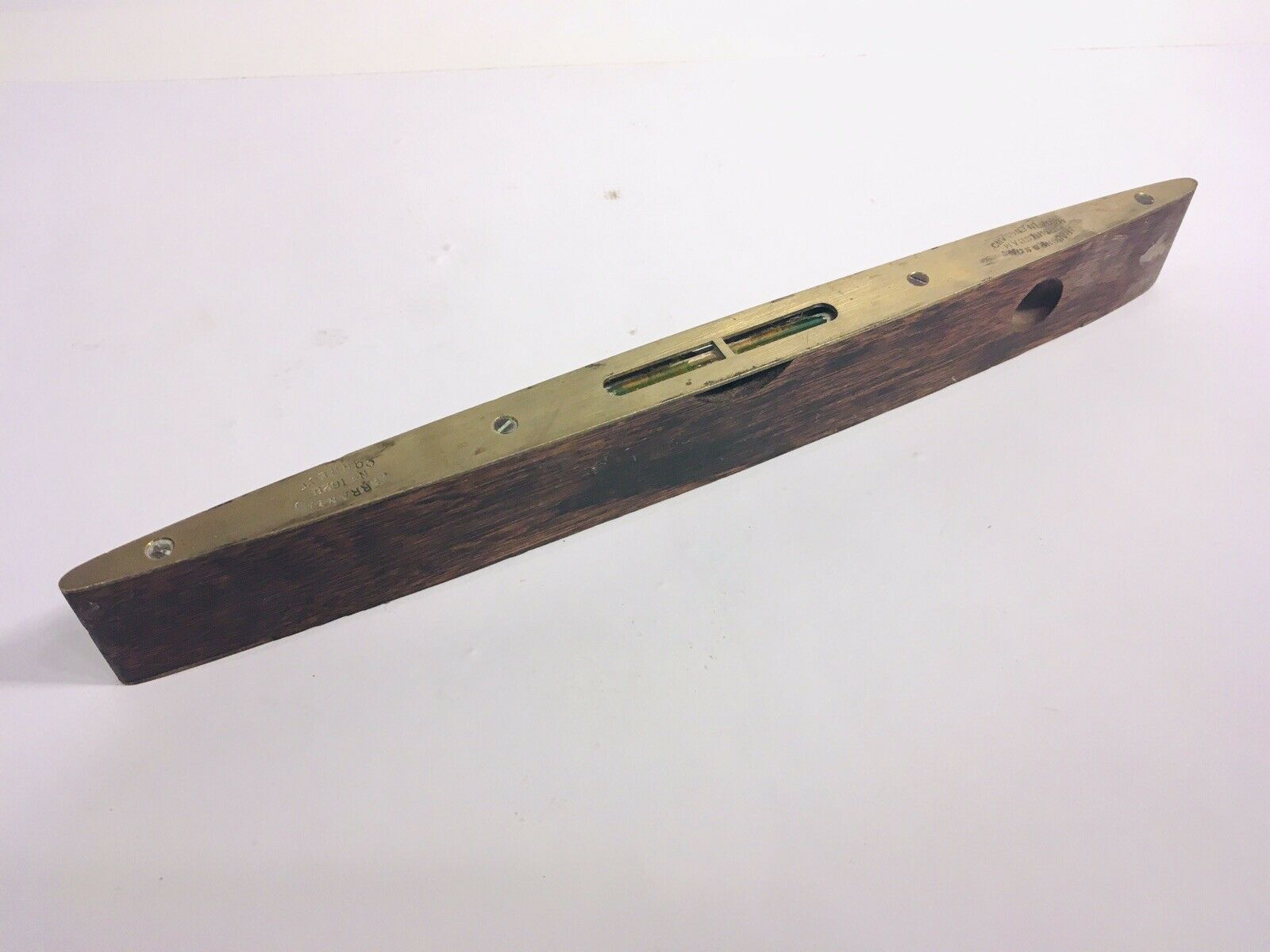 Vintage 12" Rabone Chesterman No. 1626 Wooden & Brass Torpedo Level