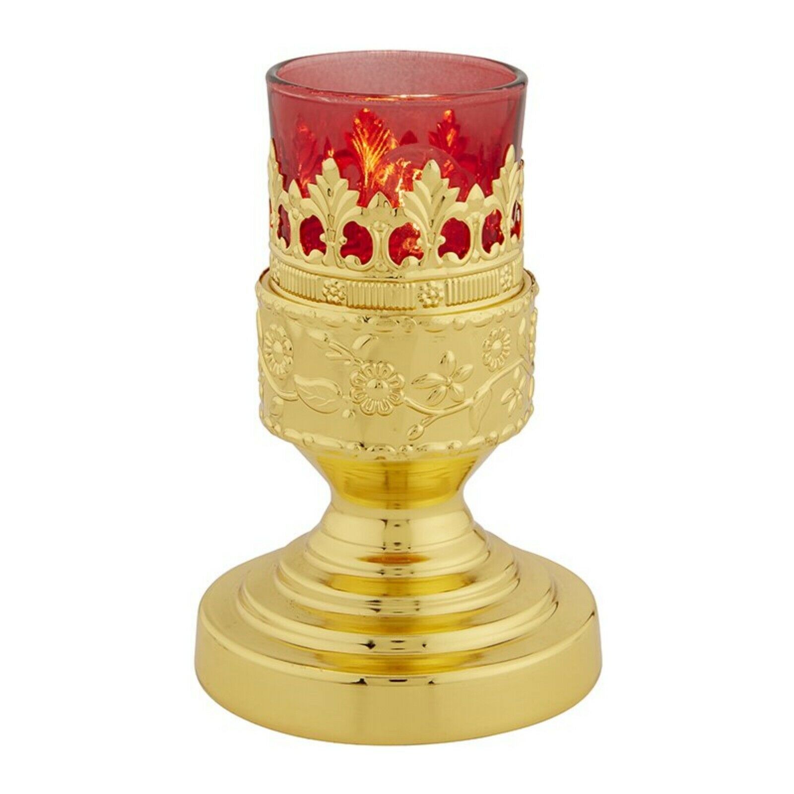 N.g. Table Standing Red Glass Electric Votive Candle For Church Supplies, 5 Inch