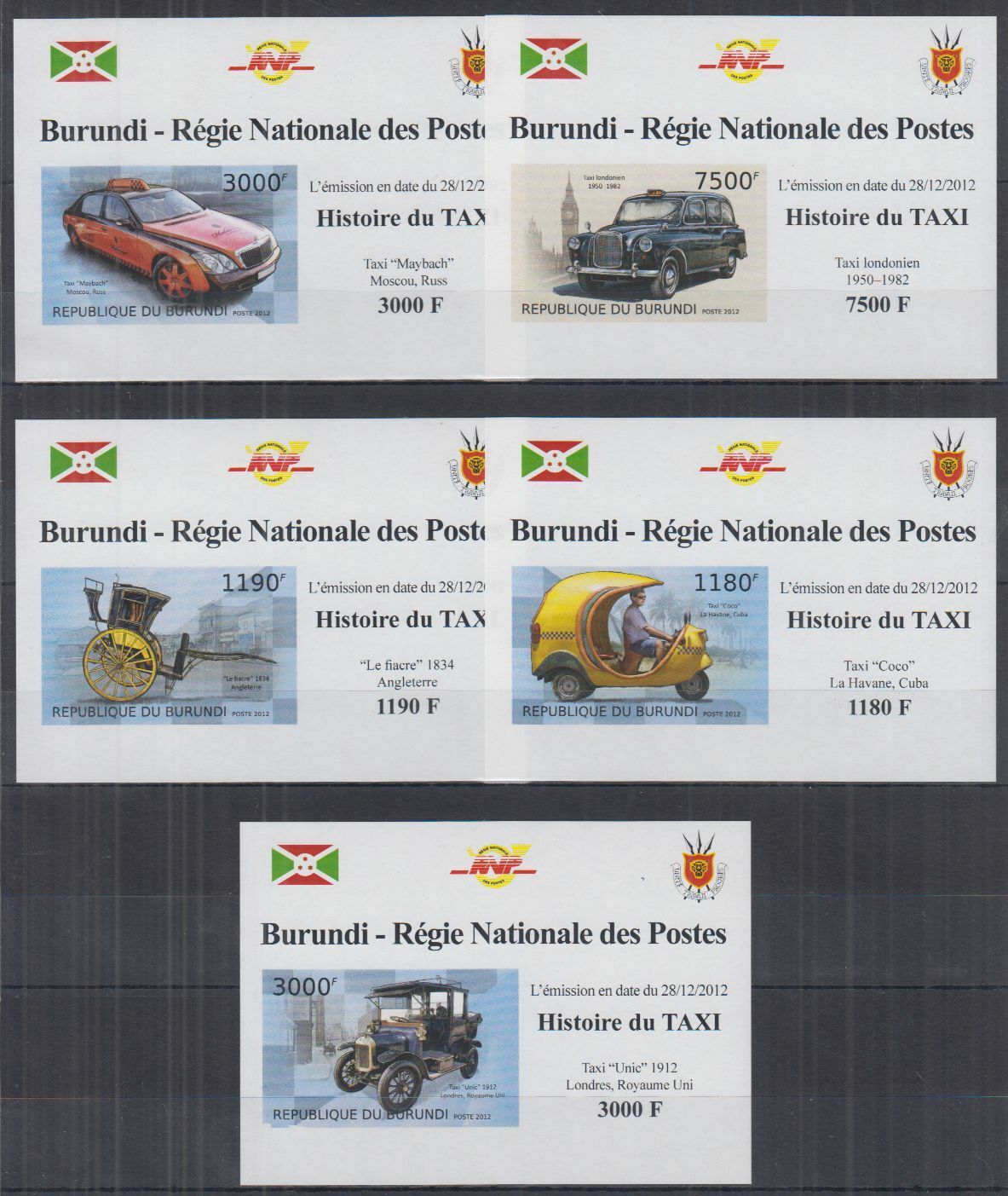 D521. Burundi - Mnh - Transport - Cars - Taxi - Deluxe - Imperf