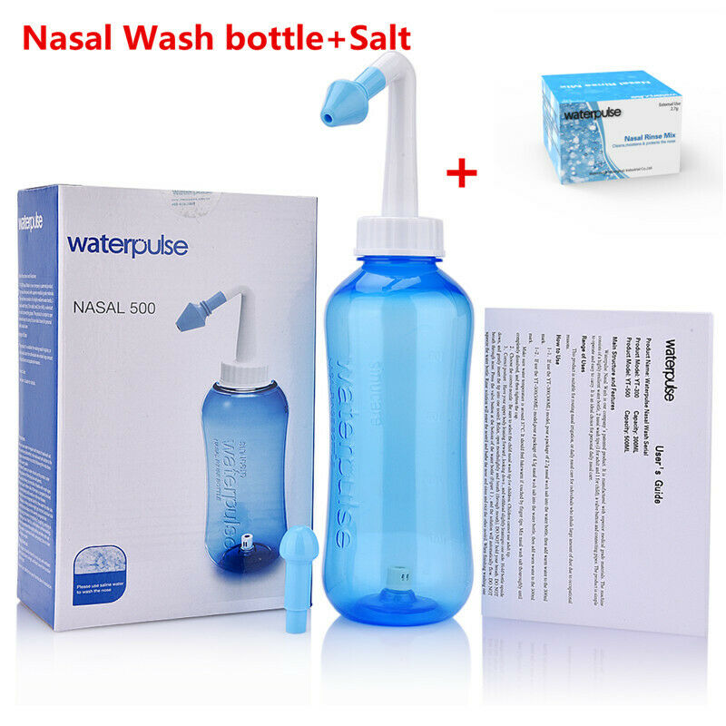500ml Nasal Wash Neti Pot Nose Cleaner Bottles Nasal Irrigator+ 1 Box Salt Kit