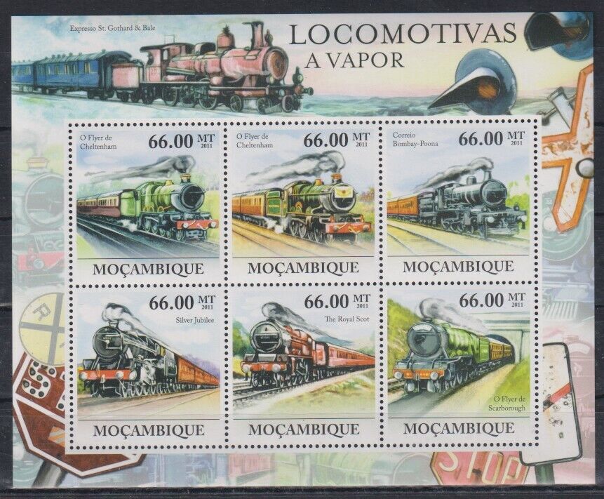 V541. Mozambique - Mnh - 2011 - Transport - Trains - Steam