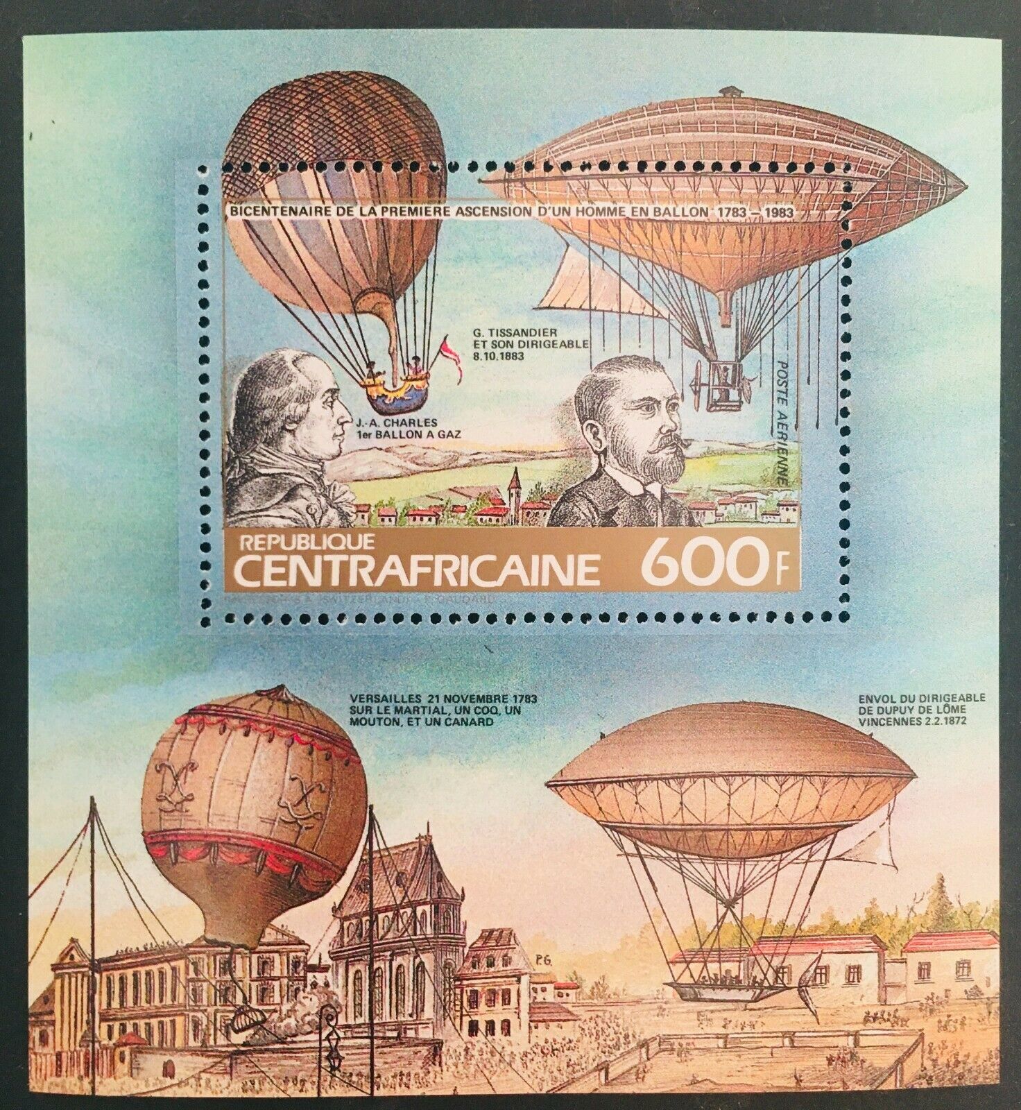 Central African Republic 614 S/s Airship Mnh